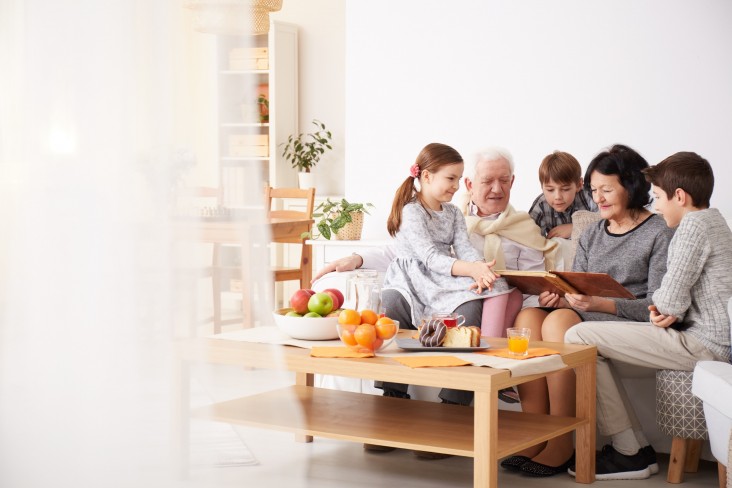 Family seated together